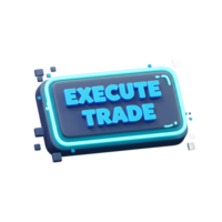 Neon 'Execute Trade' Button Symbolizing Stock Market Investment Decision png