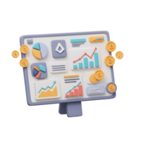 Interactive Digital Dashboard Displaying Charts, Graphs, and Crypto Coins png