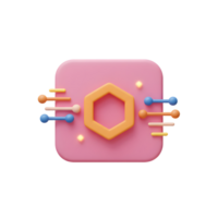Abstract Pink Data Processing Icon with Orange Hexagon and Lines png