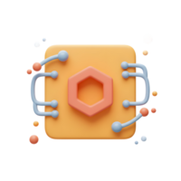 Digital Blockchain Technology Icon with Network Connections and Hexagon png