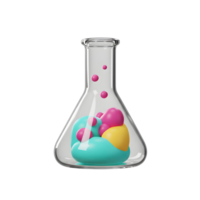 Laboratory Glassware with Colorful Spheres and Abstract Shapes Inside png