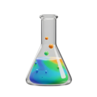Chemical Flask with Colorful Liquid and Spheres Floating Inside for Experiment png