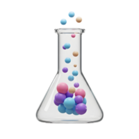 Laboratory Flask with Colorful Spheres Exploring Scientific Concepts and Experimentation png