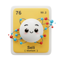 Cute Element Cartoon Character Displaying Scientific Data and Atomic Structure png