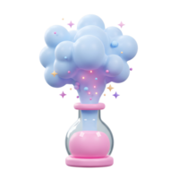 Potion Exploding with Magic Stars and Pastel Clouds 3D Rendering png