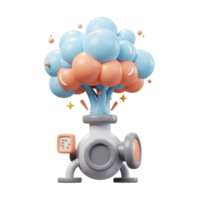 Whimsical Cartoon Machine Creating Bubbles and Stars on White Background png