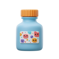 Cartoon Bottle with Faces and Dots on Label Isolated on White png