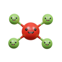 Smiling Molecular Structure Graphic with Red and Green Spheres on White png