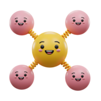 Cartoon Molecule Representation with Smiling Spheres Linked by Spring Connectors png