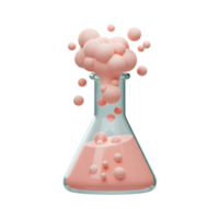 Pink Liquid Reaction Experiment in Glass Flask for Science Illustration png