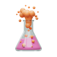 Science Experiment Pink Liquid Bubbling in Flask 3D Rendering png