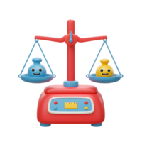 Balance Scale Showing Difference in Weight with Smiling Object Characters png