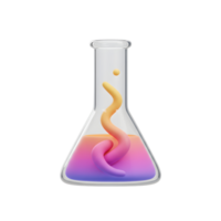 Experiment in Progress Colorful Liquid and Object in Glass Flask png