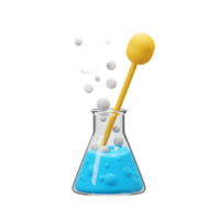 Mixing Science Experiment in Beaker with Bubbles and Yellow Stirrer png