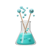 Cartoon Science Experiment with Smiling Character in Beaker Illustration png