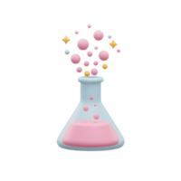Cartoon Beaker with Pink Liquid and Colorful Bubbles Exploding Out png