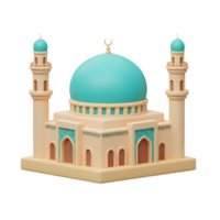 Elegant Mosque Illustration with Turquoise Dome and Intricate Details png