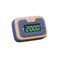 Digital Counter Displaying 2000 with Cartoon Style Isolated on White png