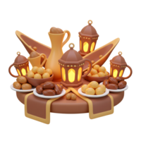 Ramadan Table with Dates, Lanterns, and Middle Eastern Festive Decoration png