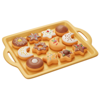 Colorful Doughnuts and Star Cookies on Tray Ready for Serving png