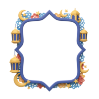 Ramadan Frame with Crescent Moons and Lanterns on White Background png
