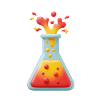 Cartoon Erlenmeyer Flask with Exploding Liquid Perfect for Science Projects png