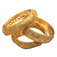 Intricate Gold Bangles Design on transparent background. png