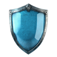 Secure Shield Blue Frosted Glass on transparent background. png