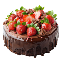 Delicious Chocolate Strawberry Cake on transparent background. png