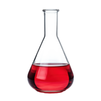 Red Liquid in Glass Laboratory Flask on transparent background. png