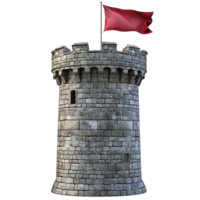 Historic Medieval Castle Tower in Autumn on transparent background. png