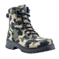 Camouflage Military Boot Texture Image on transparent background. png