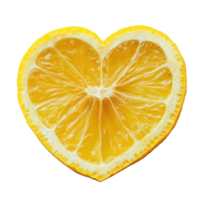 Fresh Lemon Slice Heart Shape on transparent background. png