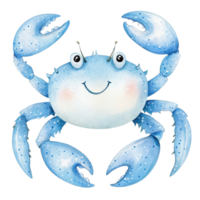 Adorable Watercolor Crab Clipart Nursery on transparent background. png