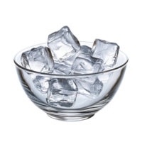 Ice Cubes in Glass Bowl Refreshing Image on transparent background. png