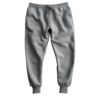 Stylish Gray Sweatpants with Drawstring on transparent background. png