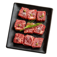 Delicious Wagyu Beef Teppanyaki Grill on transparent background. png