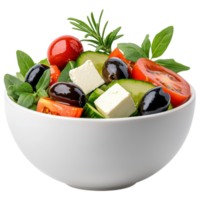 A bowl of salad with tomatoes, cucumbers, and olives. food png