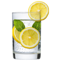 Free Isolated Food and Beverage on Transparent Background Refreshing beverage with lemon slices and mint leaves, perfect for hydration and png