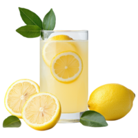 Free Isolated Food and Beverage on Transparent Background Refreshing lemonade with lemon slices, food, and beverage png