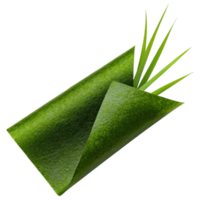 Free Isolated on Transparent Background, vibrant green leaf with grass peeking out, symbolizing nature and freshness, perfect for food and png