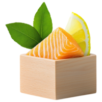 Free Isolated on Transparent Background, Fresh salmon, lemon, and green leaves create vibrant display of food and beverage png