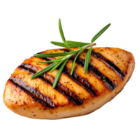 Free Isolated on Transparent Background, Grilled chicken breast with herbs, showcasing delicious food, and beverage experience. png
