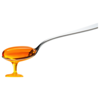 Free Isolated on Transparent Background, shiny spoon holds golden syrup, showcasing its rich color and texture, perfect for food and beverage png