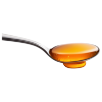 Free Isolated on Transparent Background, shiny spoon holds droplet of golden syrup, showcasing its rich color and texture, perfect for food and png