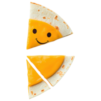 Free Isolated on Transparent Background, Cheerful slice of cheese on tortilla, representing fun and enjoyment in food and beverage png