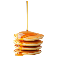 Free Isolated on Transparent Background, Delicious pancakes stacked high, drizzled with syrup, perfect for breakfast, food, and beverage lovers png