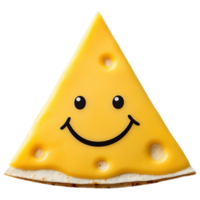 Free Isolated on Transparent Background, Cheerful cheese slice with smiling face, perfect for food, and beverage lovers png