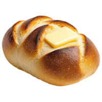 Free Isolated on Transparent Background, Freshly baked bread with pat of butter on top, perfect for any meal, showcasing food and beverage png