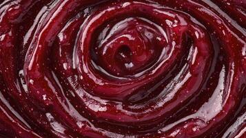 Berry jam swirl texture in macro view photo